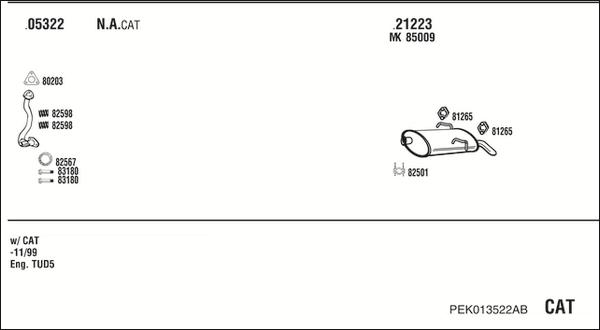 Walker PEK013522AB - Impianto gas scarico www.autoricambit.com