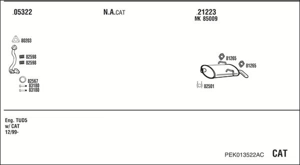 Walker PEK013522AC - Impianto gas scarico www.autoricambit.com