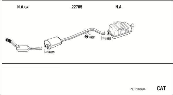 Walker PET16694 - Impianto gas scarico www.autoricambit.com