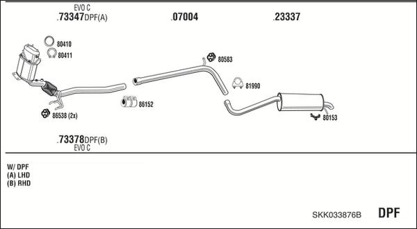 Walker SKK033876B - Impianto gas scarico www.autoricambit.com