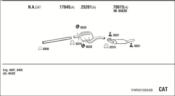 Walker VWK010054B - Impianto gas scarico www.autoricambit.com