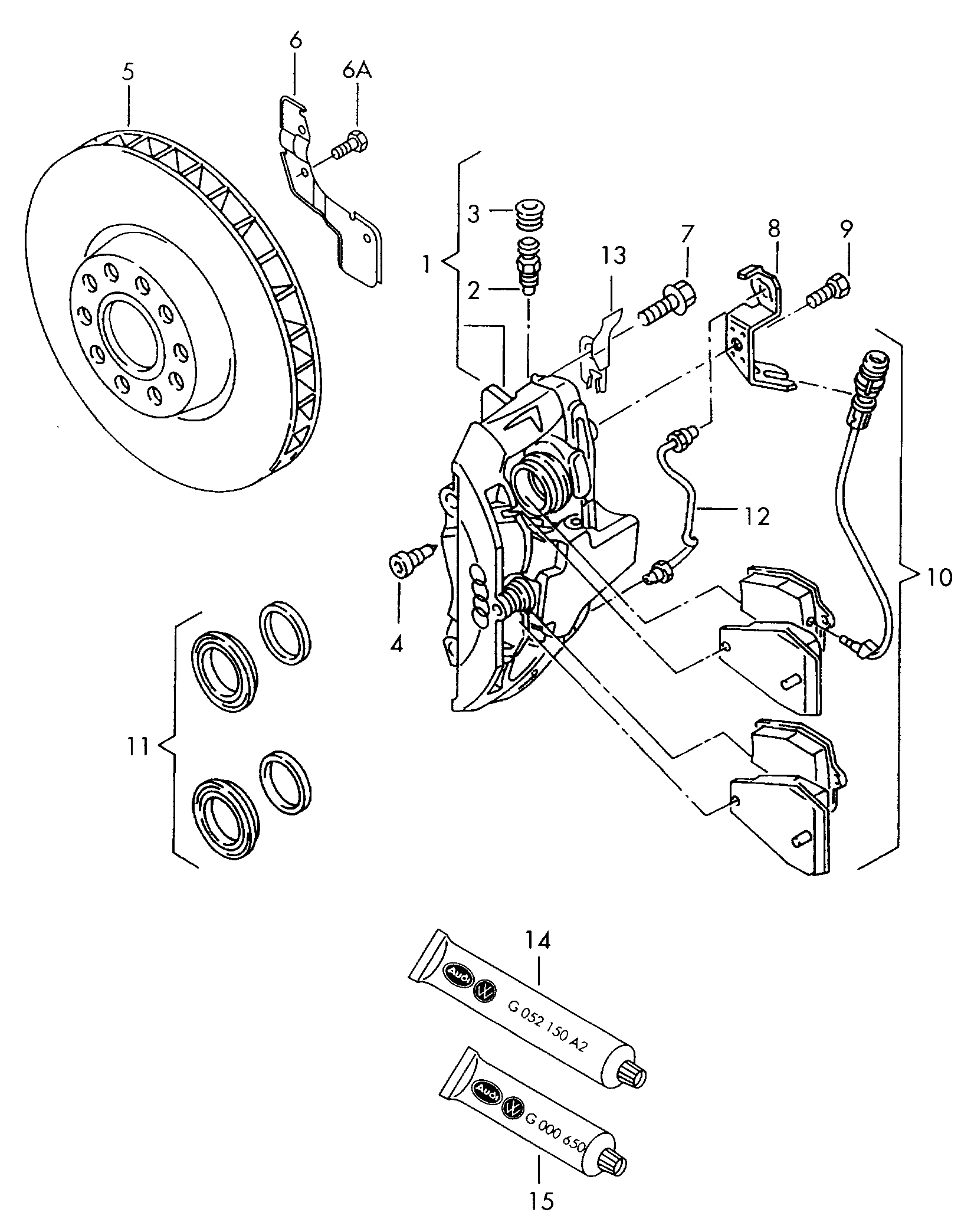 VW 4A0 698 151 B - Kit pastiglie freno, Freno a disco www.autoricambit.com