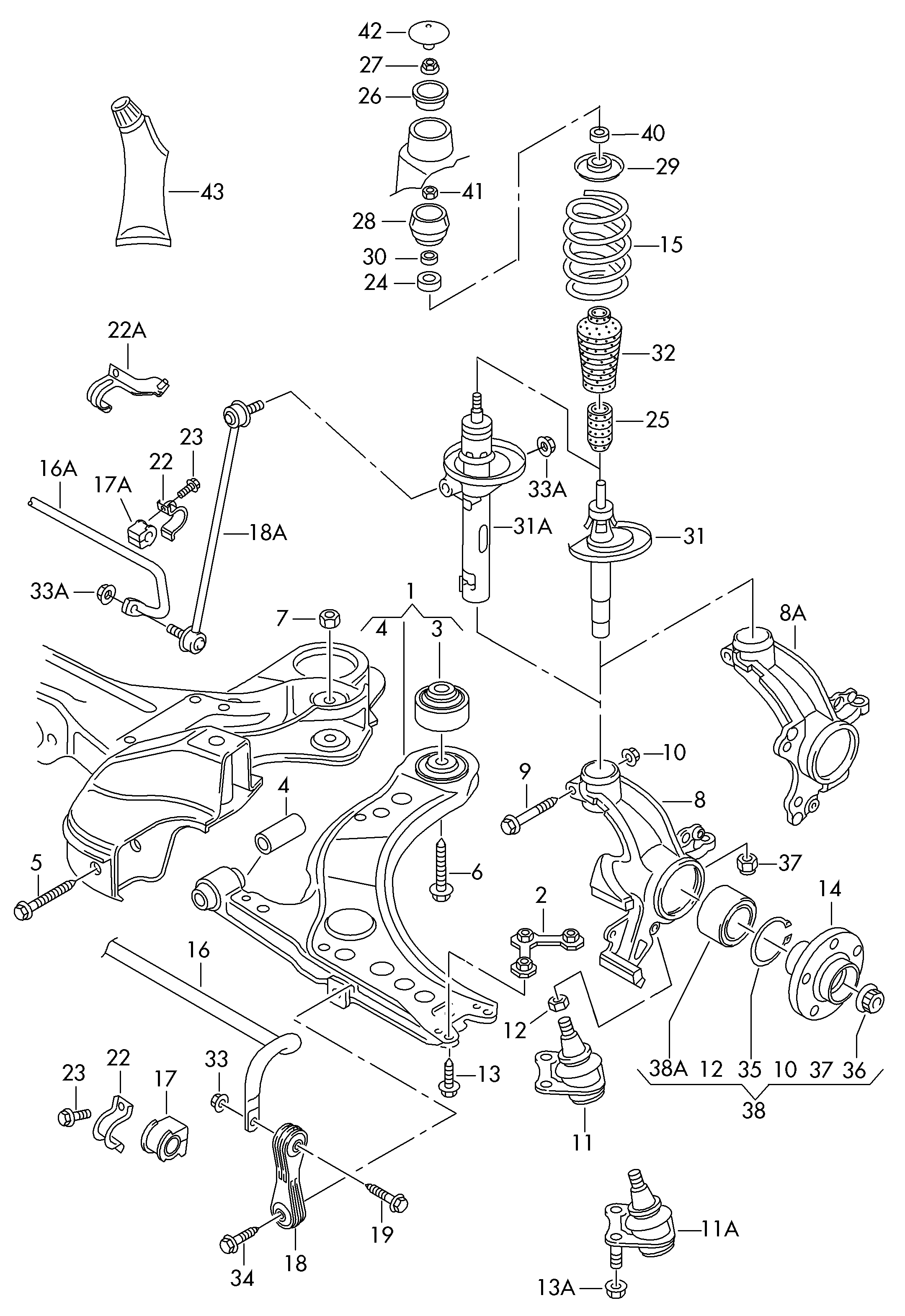 VAG 1J0411315D - Asta/Puntone, Stabilizzatore www.autoricambit.com