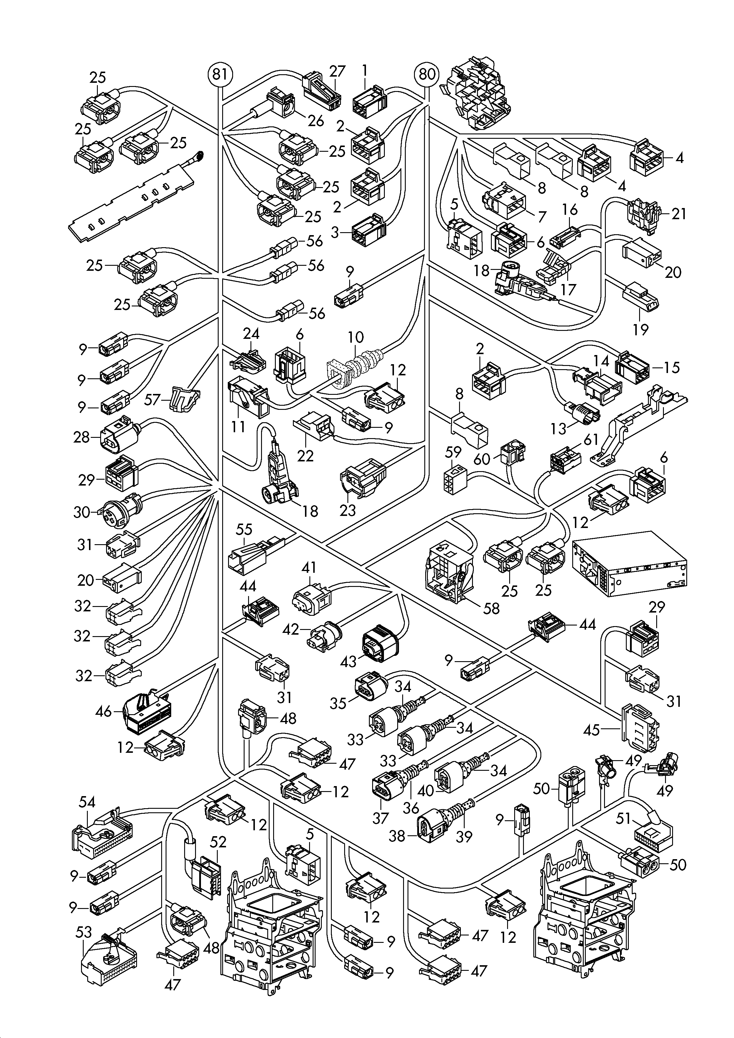 VW 3B0 973 752 A - Kit riparazione cavi, Impianto elettrico centrale www.autoricambit.com