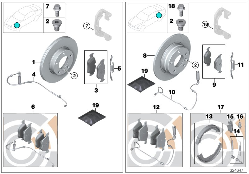 BMW 34112180419 - Kit pastiglie freno, Freno a disco www.autoricambit.com