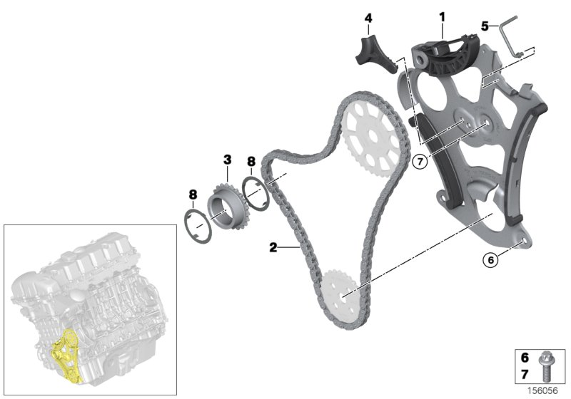 BMW 1131 7 523 884 - Pattino, Catena distribuzione www.autoricambit.com