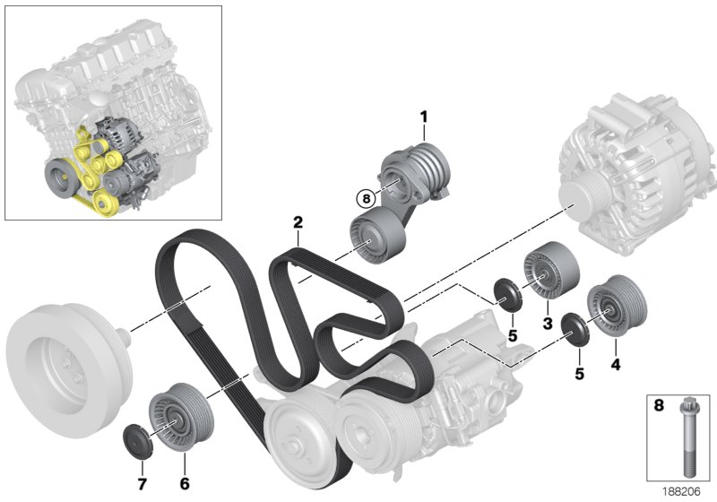 BMW 11 28 7 627 052 - Tendicinghia, Cinghia Poly-V www.autoricambit.com