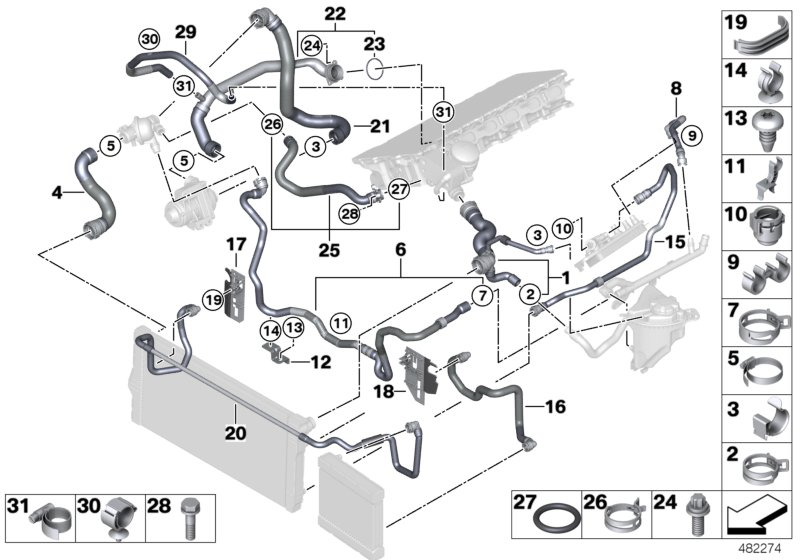 BMW 17 12 7 605 640 - Flessibile radiatore www.autoricambit.com