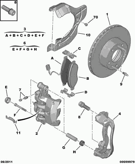 CITROËN/PEUGEOT 4254 62 - Kit pastiglie freno, Freno a disco www.autoricambit.com