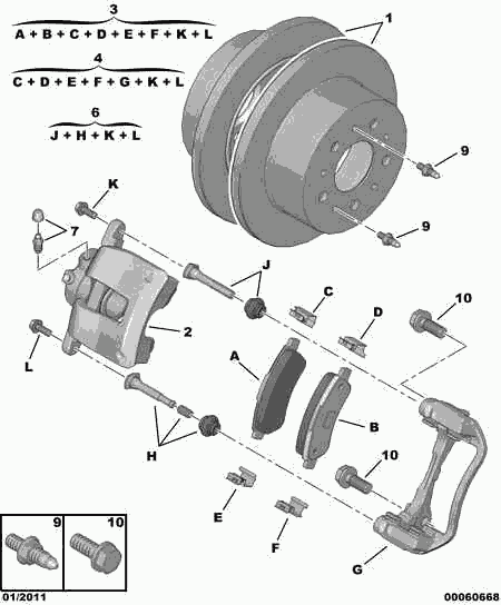 CITROËN 4254-69 - Kit pastiglie freno, Freno a disco www.autoricambit.com