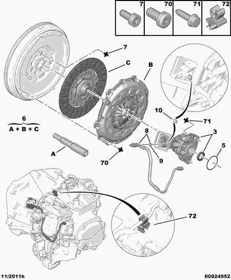 CITROËN 0537 54 - Kit bulloni, Volano www.autoricambit.com