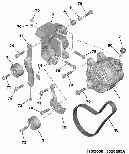 PEUGEOT 5751.91 - Galoppino/Guidacinghia, Cinghia Poly-V www.autoricambit.com