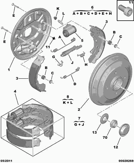 PEUGEOT 4242 27 - Kit freno, freni a tamburo www.autoricambit.com