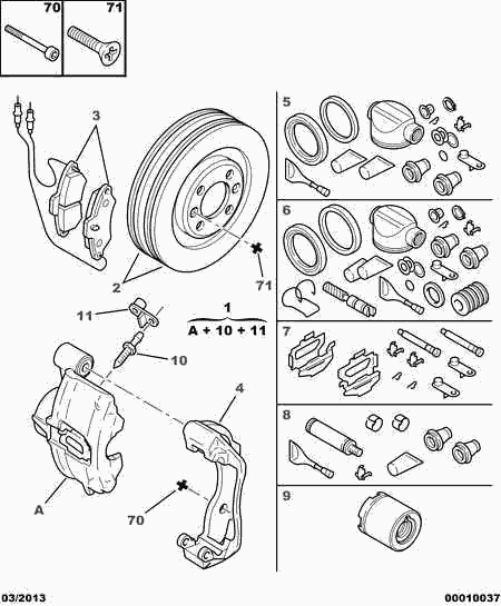 PEUGEOT 4252 91 - Kit pastiglie freno, Freno a disco www.autoricambit.com