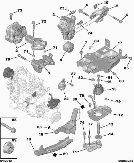 CITROËN/PEUGEOT 1809 44 - Sospensione, Motore www.autoricambit.com