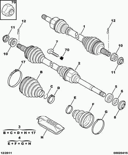 CITROËN 3272 FG - Kit giunti, Semiasse www.autoricambit.com