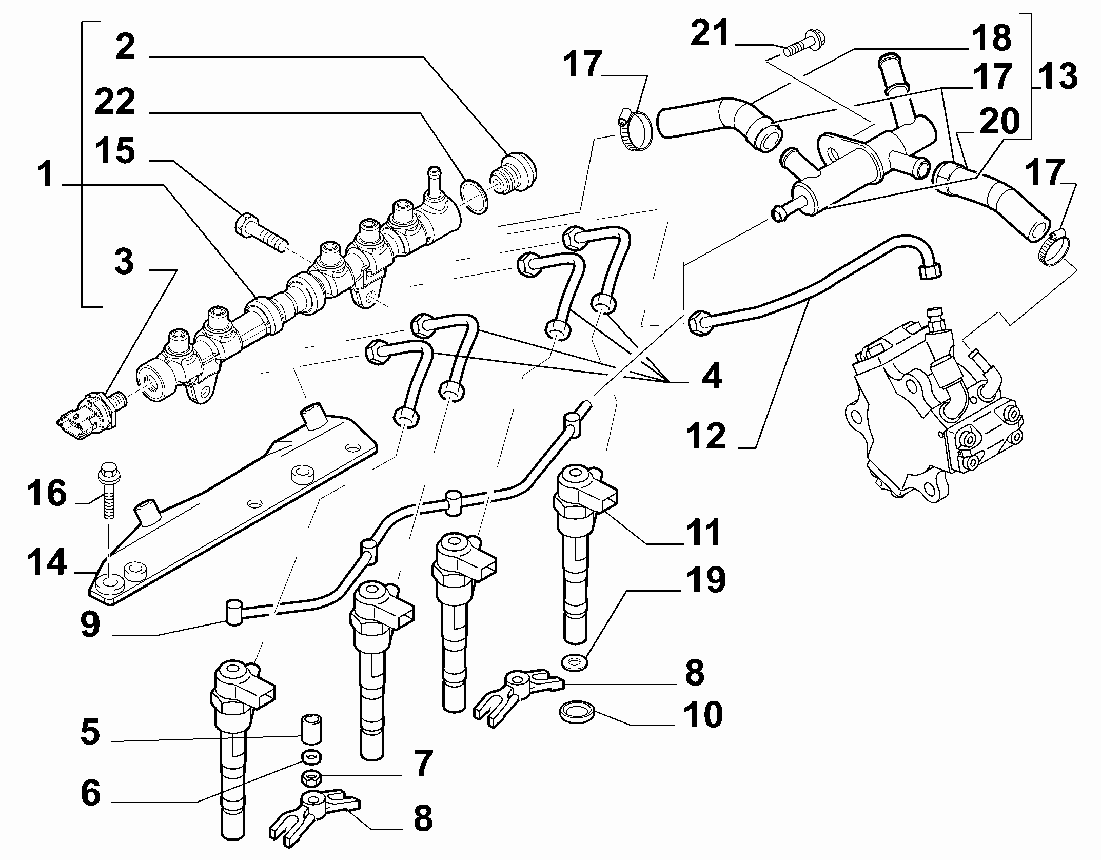 Lancia 55230406 - Collettore di distribuzione, Carburante www.autoricambit.com