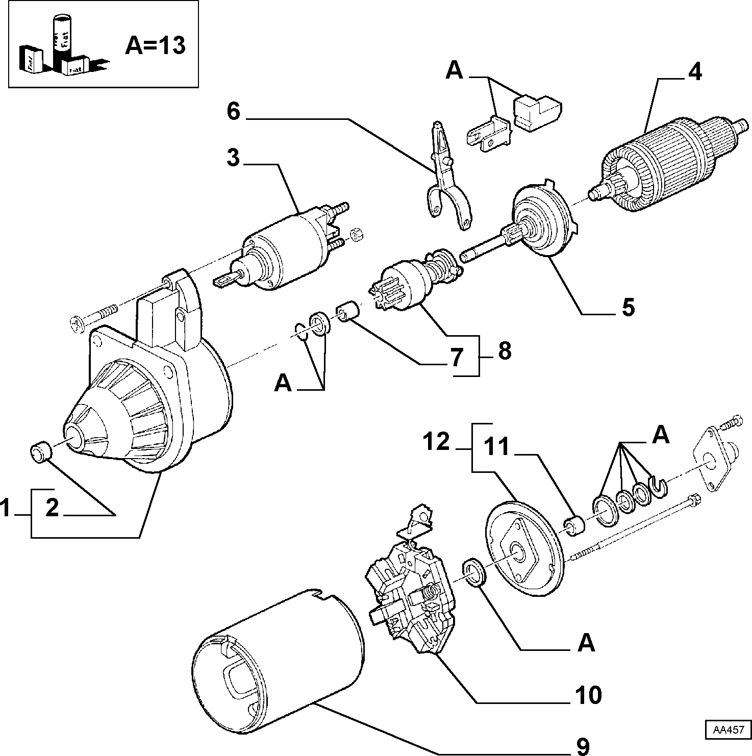 FIAT 9949388 - Pignone, Motorino d'avviamento www.autoricambit.com