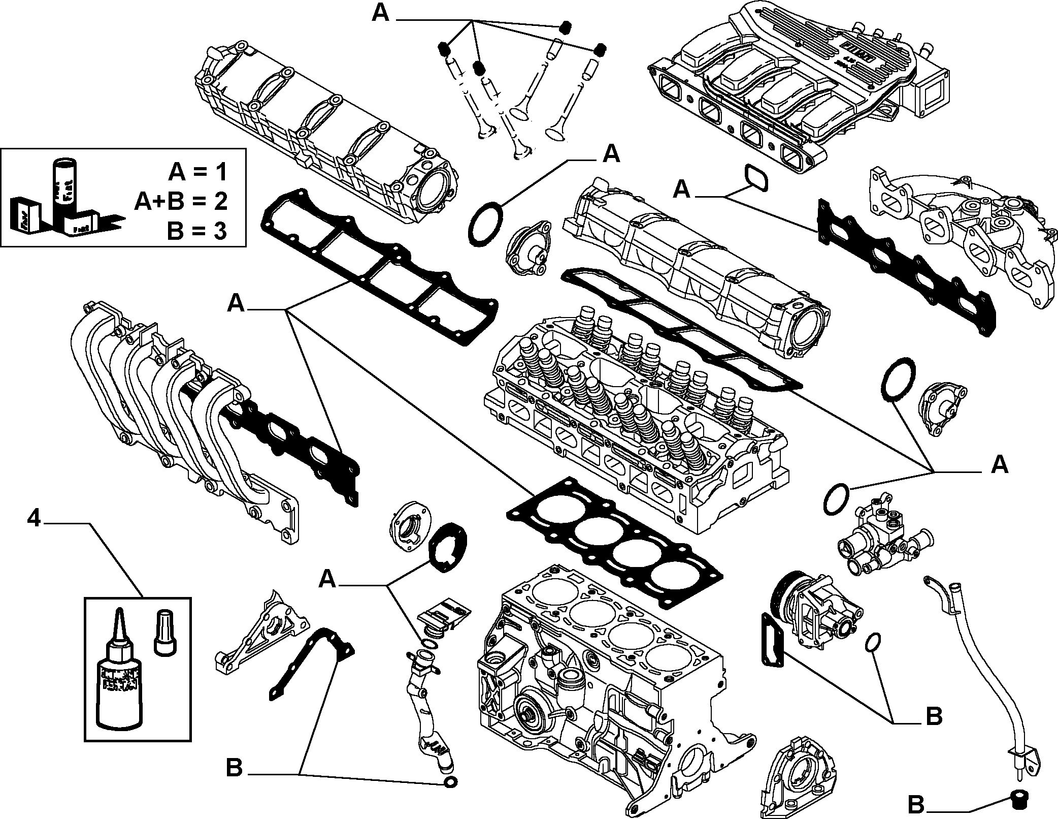 FIAT 71728826 - Kit guarnizioni, Monoblocco www.autoricambit.com