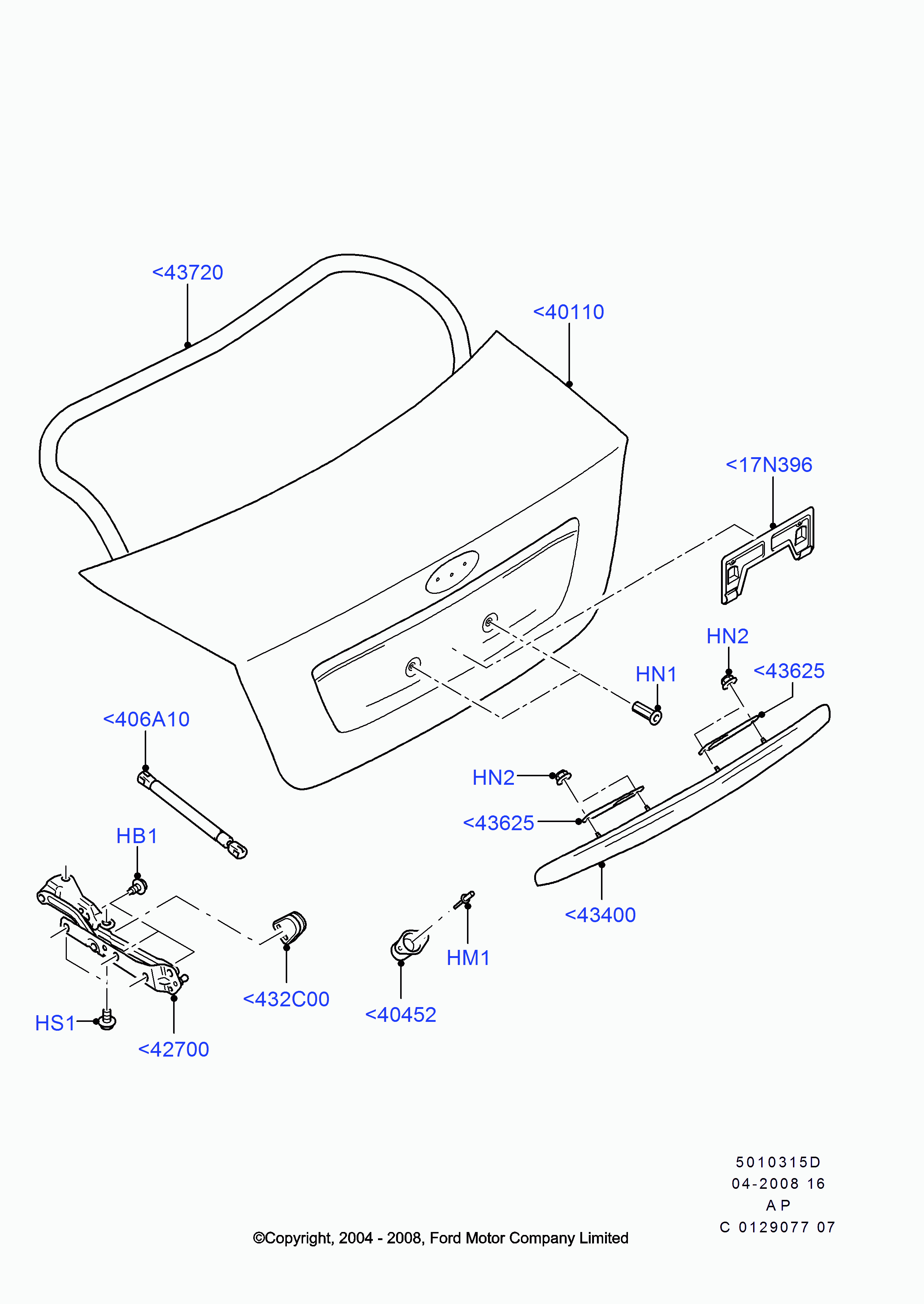 FORD 1 692 162 - Ammortizatore pneumatico, Cofano bagagli /vano carico www.autoricambit.com