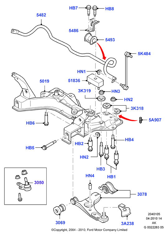 FORD 1107575 - Perno fissaggio, Braccio oscillante www.autoricambit.com