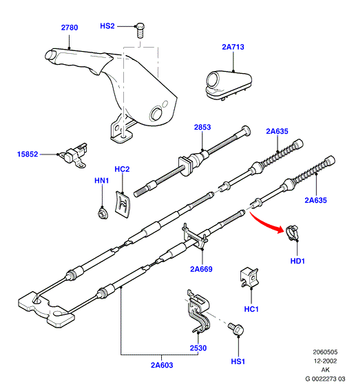 MAZDA 1343668 - Cavo comando, Freno stazionamento www.autoricambit.com