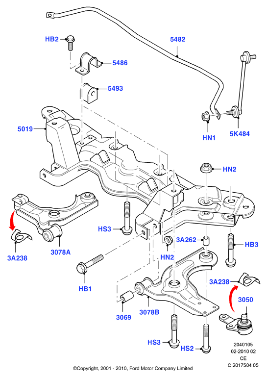 FORD 1038960* - Perno fissaggio, Braccio oscillante www.autoricambit.com