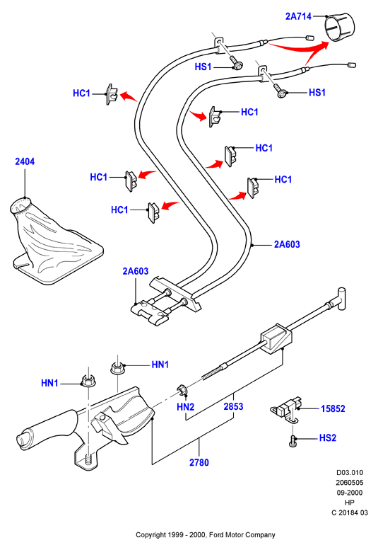 FORD 1306275 - Cavo comando, Freno stazionamento www.autoricambit.com