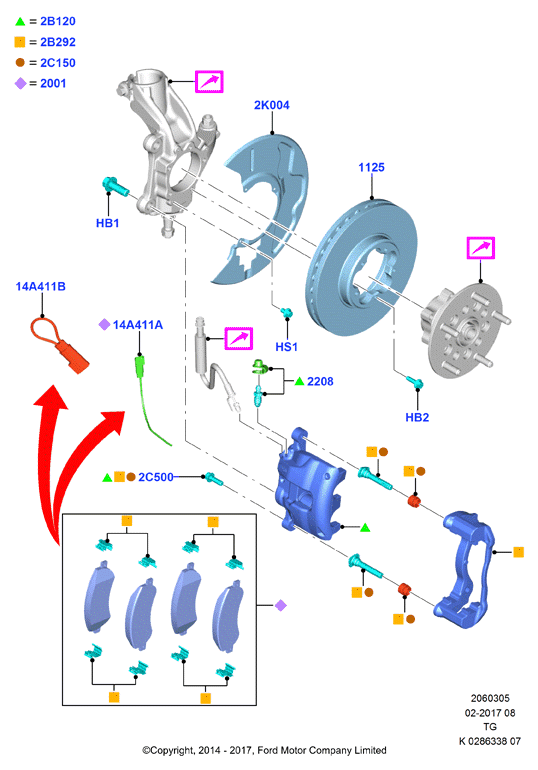 FORD 1842632 - Kit pastiglie freno, Freno a disco www.autoricambit.com