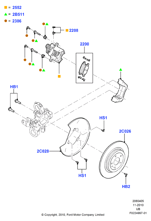 FORD DG1Z 2200-E - Kit pastiglie freno, Freno a disco www.autoricambit.com