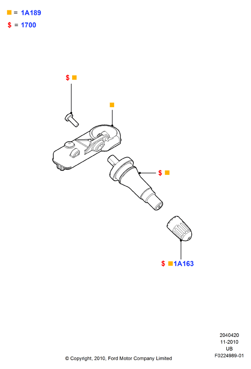 FORD 9L3Z 1A189-A - Sensore ruota, Press. gonf. pneumatici-Sistema controllo www.autoricambit.com