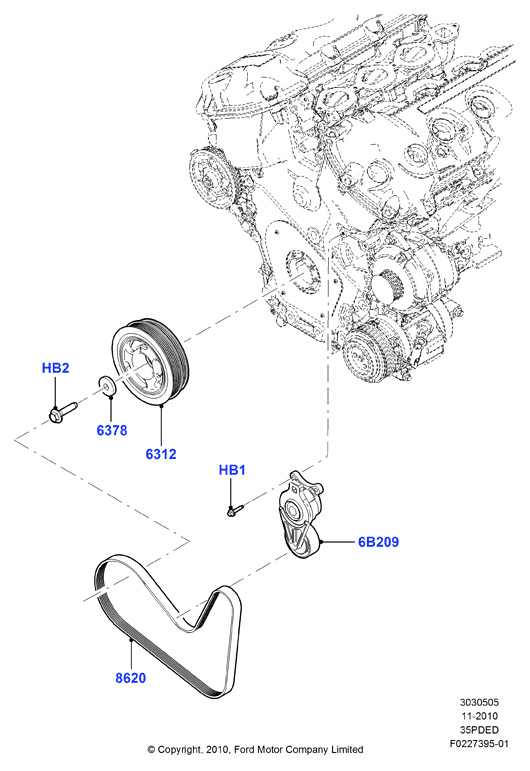 FORD BT4Z 8620-A - Cinghia Poly-V www.autoricambit.com