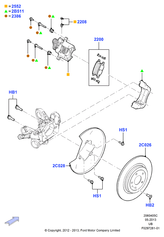 FORD EU2Z 2V200-A - Kit pastiglie freno, Freno a disco www.autoricambit.com