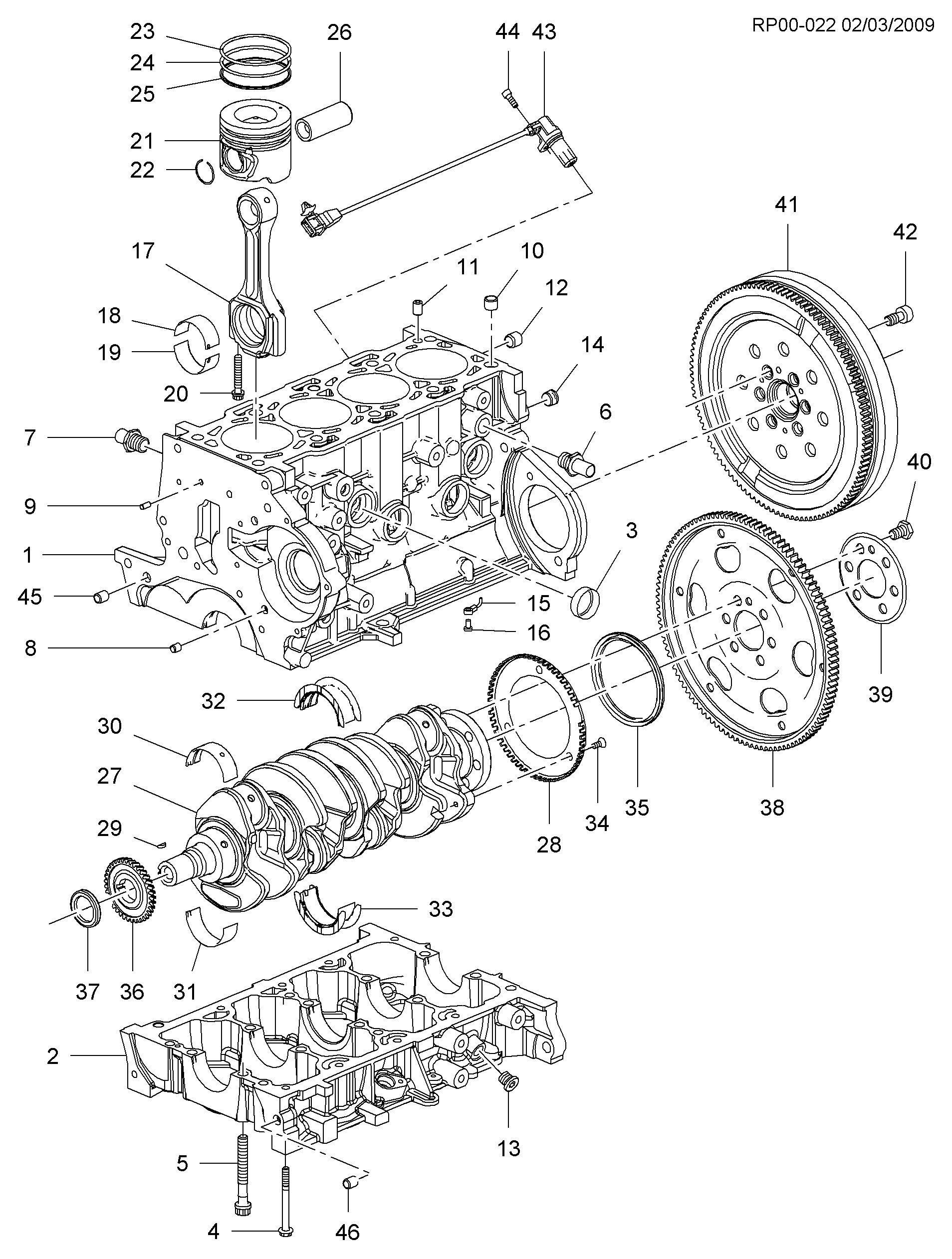 Opel 96 440 222 - Paraolio, Albero a gomiti www.autoricambit.com