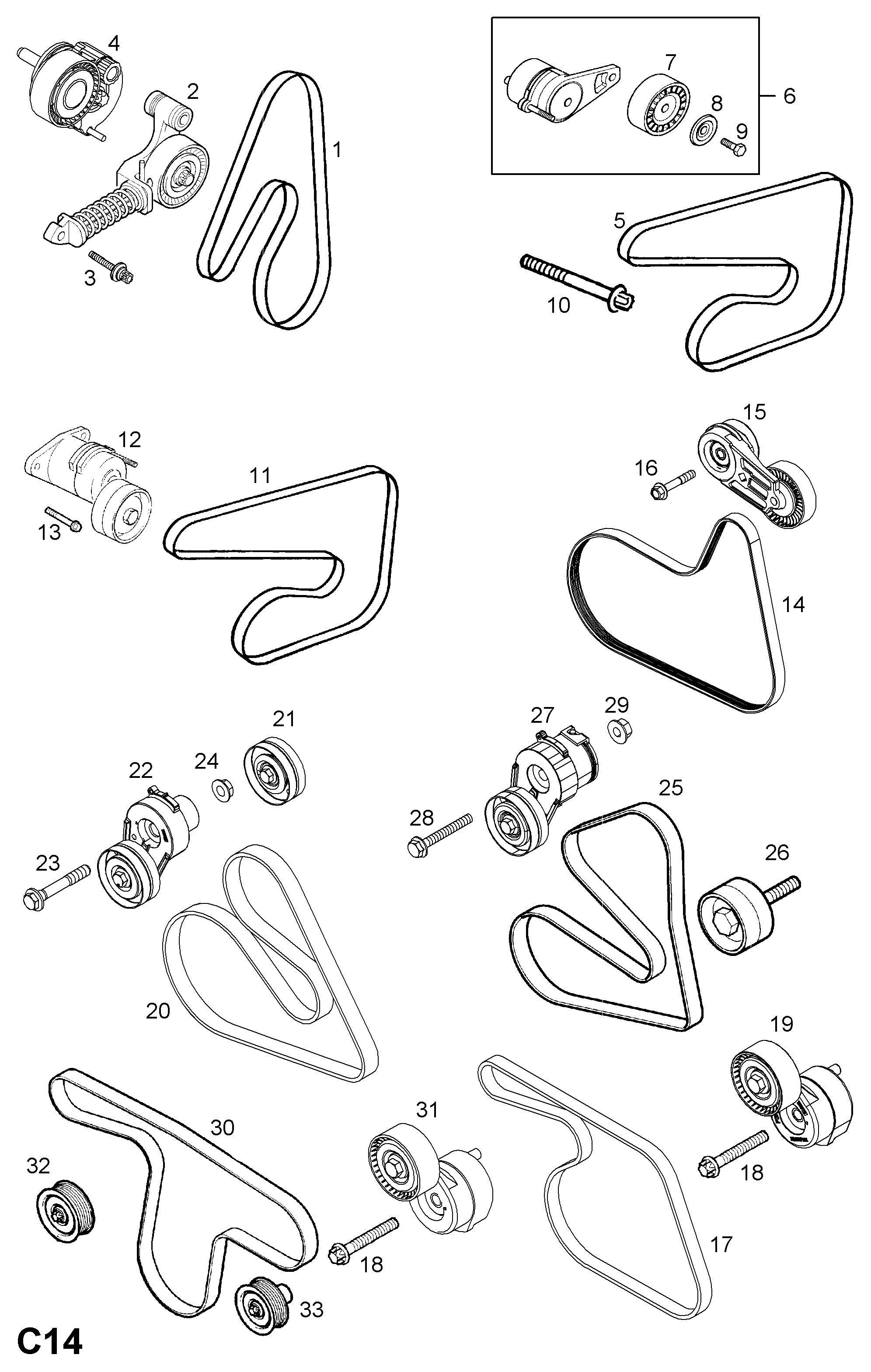 Opel 62 04 663 - Tendicinghia, Cinghia Poly-V www.autoricambit.com