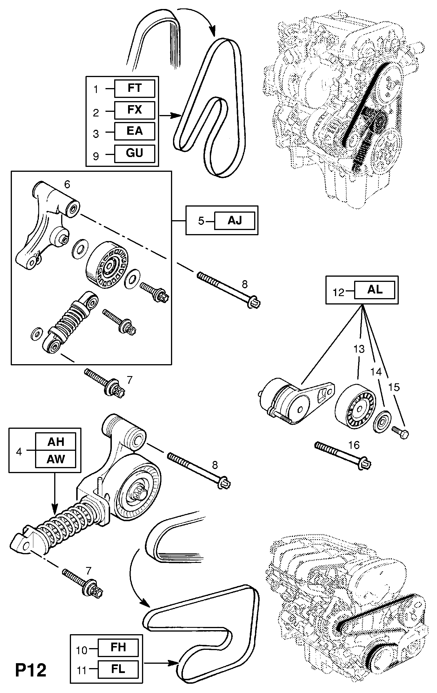 Opel 63 40 553 - Tendicinghia, Cinghia Poly-V www.autoricambit.com