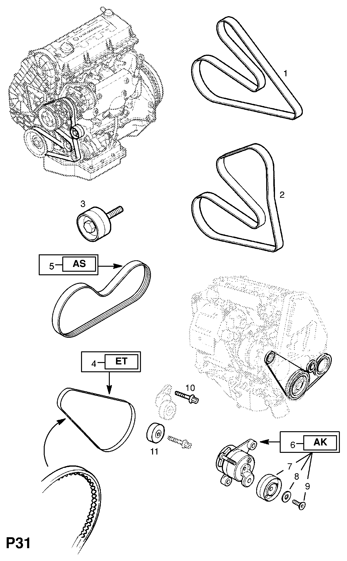 Opel 1204853 - Tendicinghia, Cinghia Poly-V www.autoricambit.com