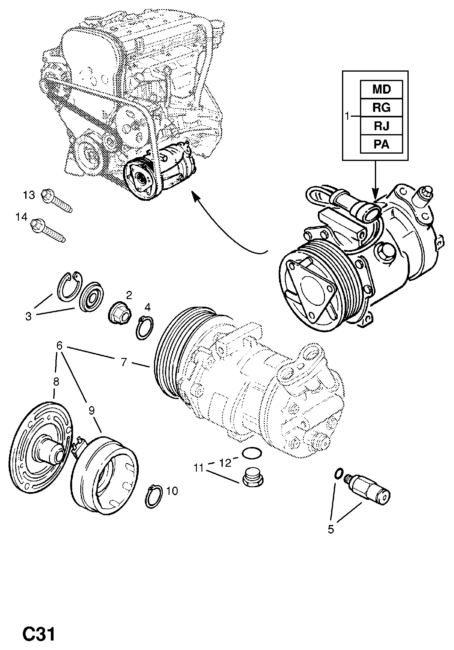 Opel 18 54 122 - Compressore, Climatizzatore www.autoricambit.com