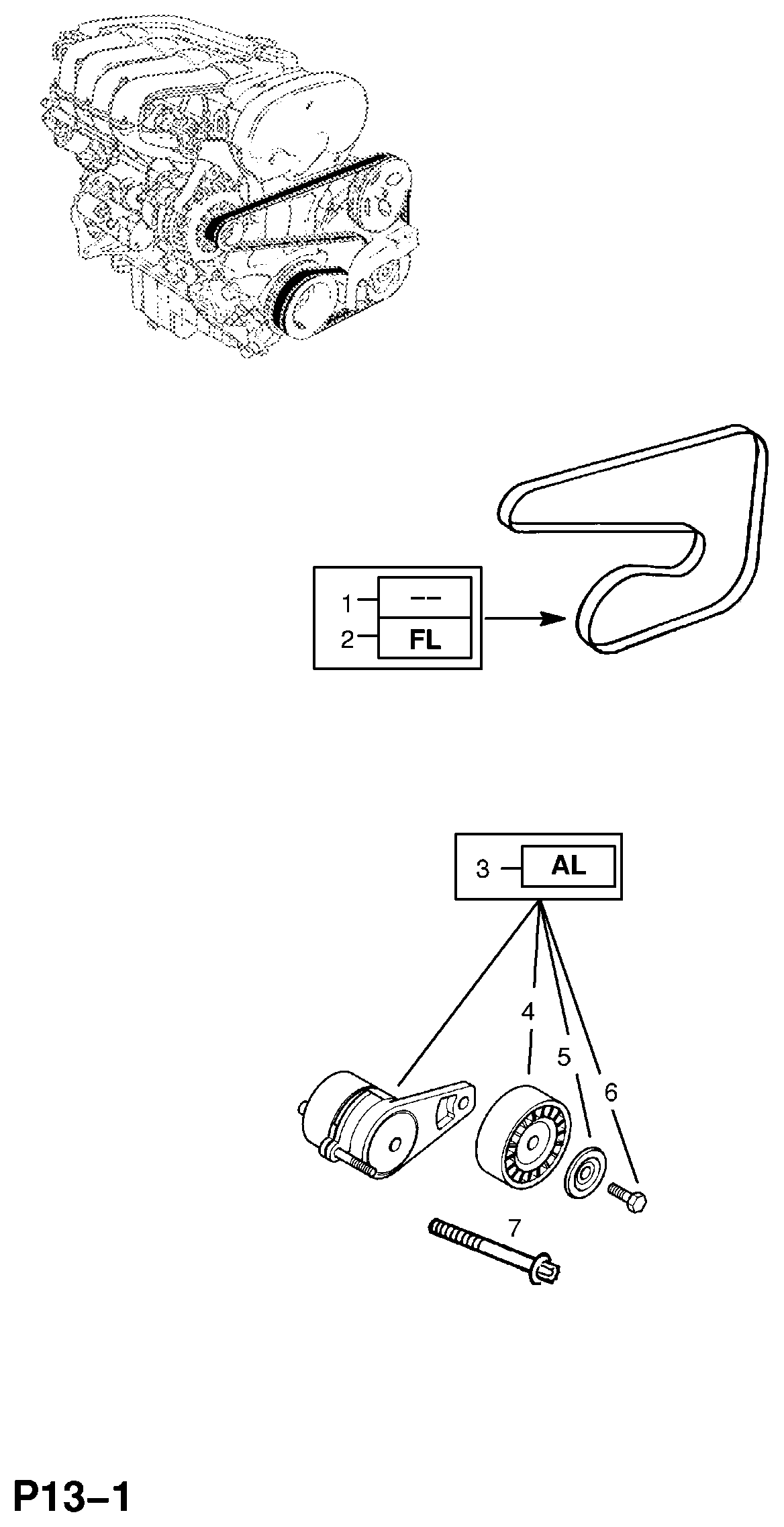 Opel 13 40 555 - Tendicinghia, Cinghia Poly-V www.autoricambit.com