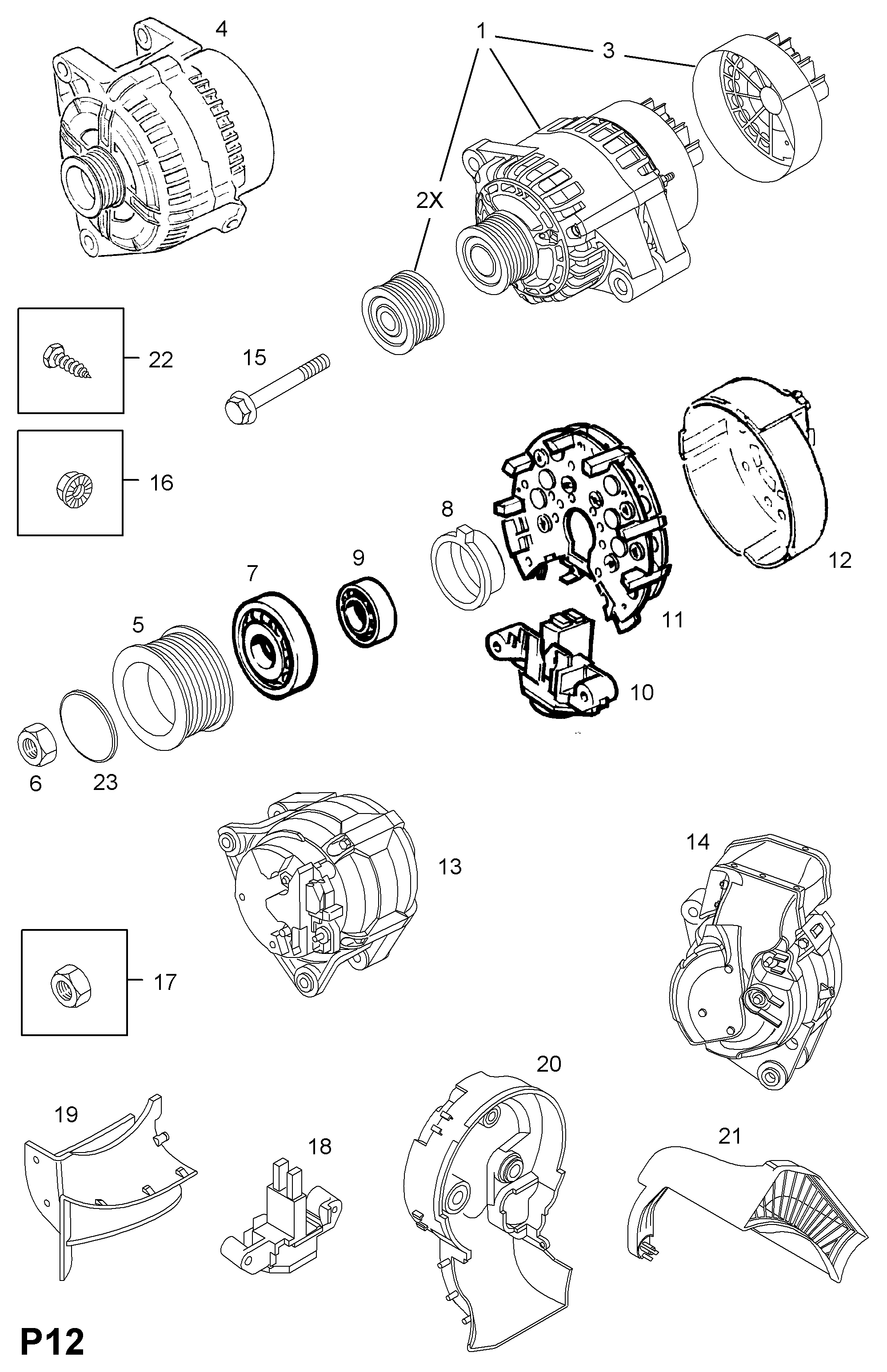 Opel 12 04 175 - Puleggia cinghia, Alternatore www.autoricambit.com