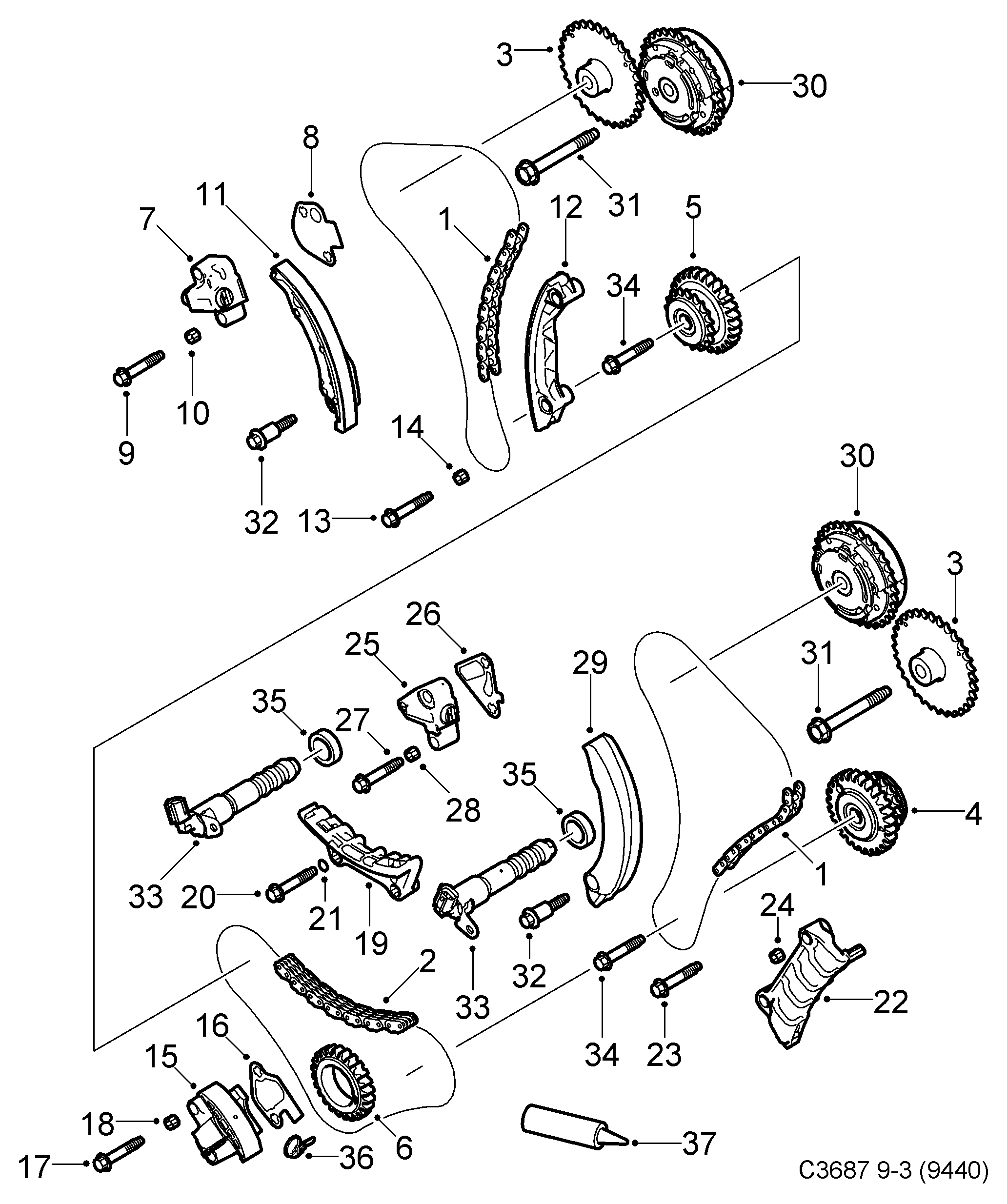 Opel 12623514 - Kit catena distribuzione www.autoricambit.com