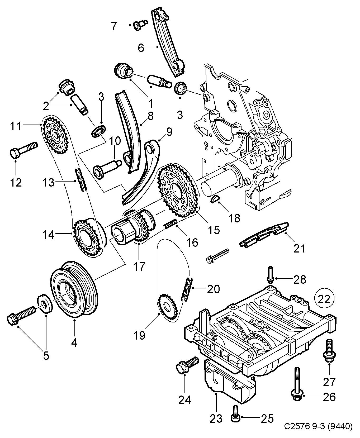 SAAB 90 529 247 - Kit catena distribuzione www.autoricambit.com