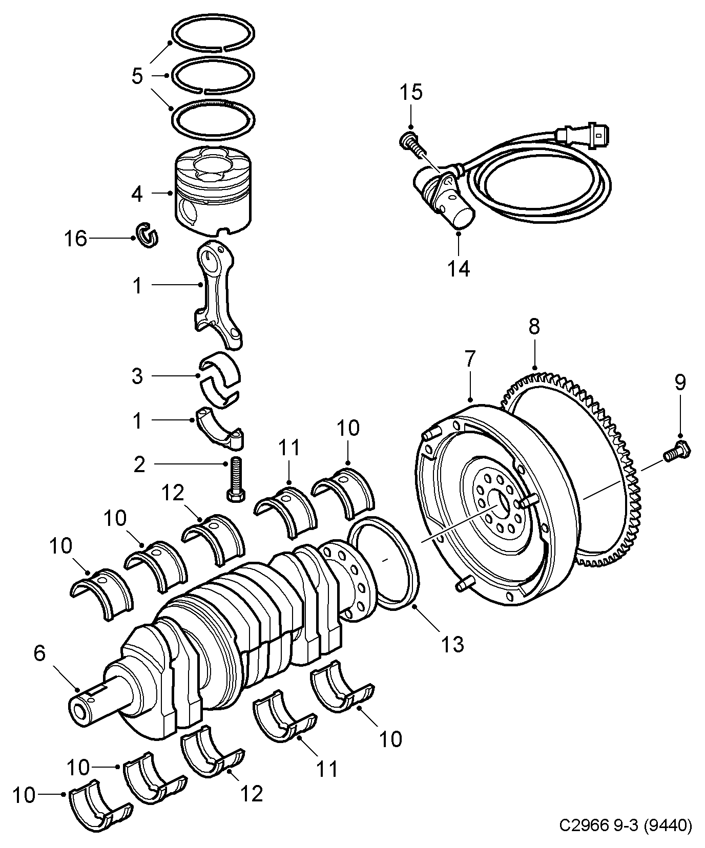 Opel 90 570 322 - Paraolio, Albero a gomiti www.autoricambit.com