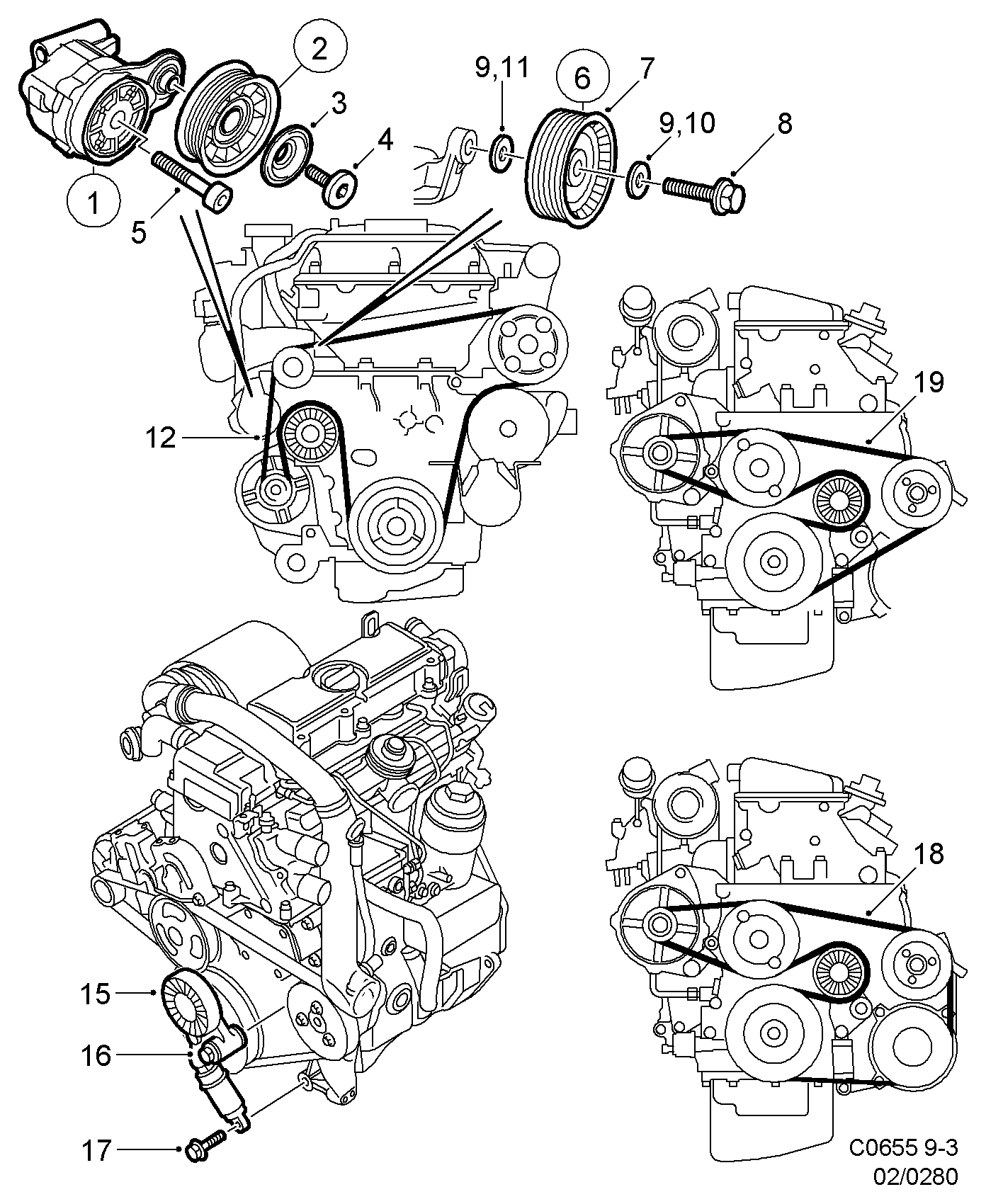 Opel 45 75 478 - Tendicinghia, Cinghia Poly-V www.autoricambit.com