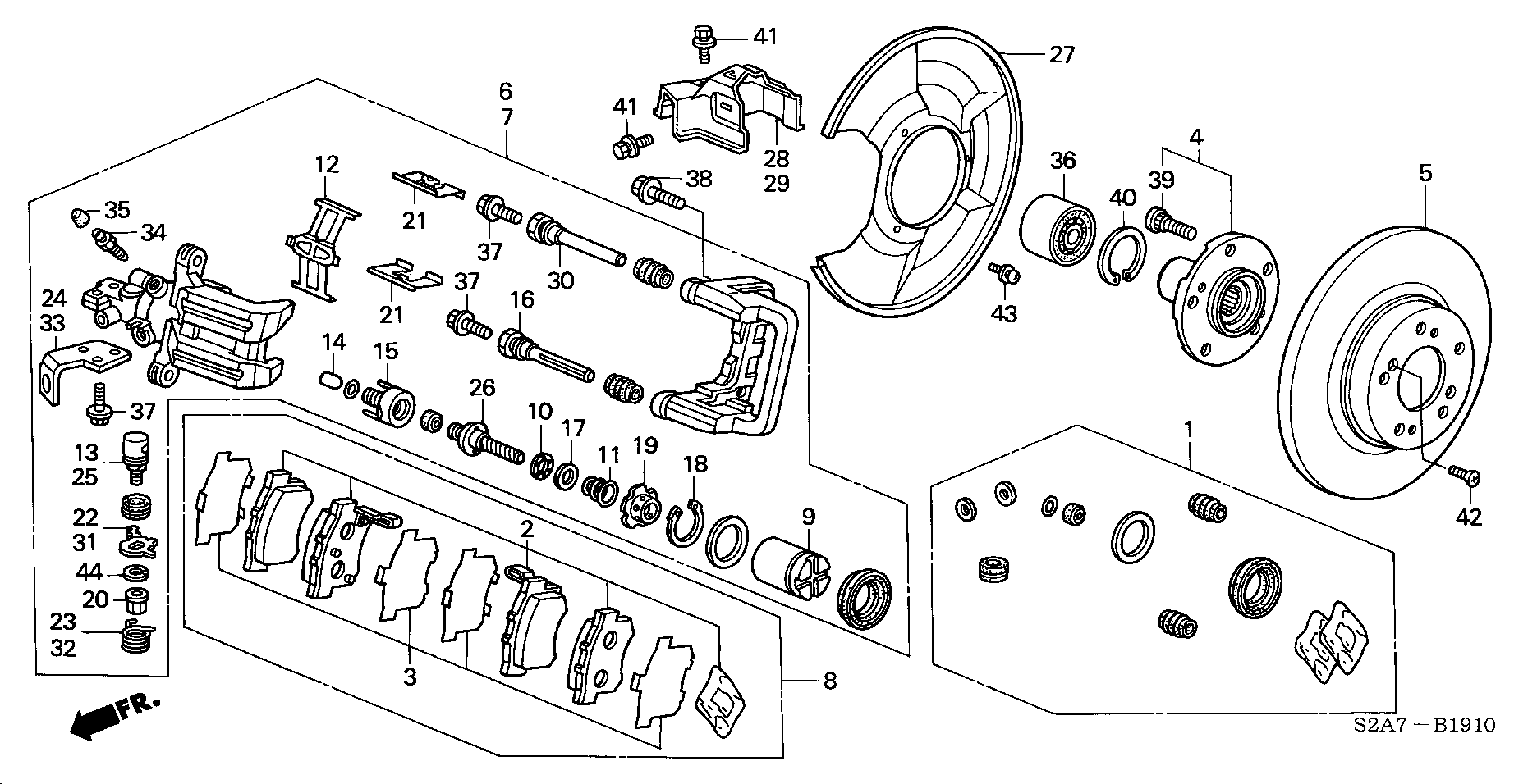 Honda 43244SZ3A01 - Kit accessori, Pastiglia freno www.autoricambit.com