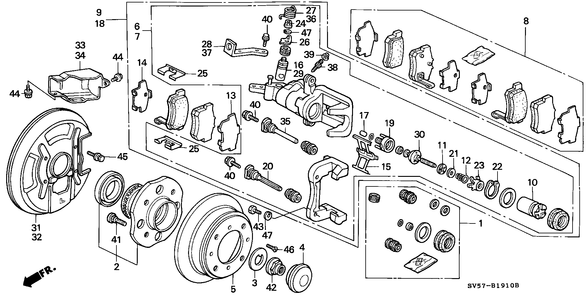 Honda 43022-SV4-A00 - Kit pastiglie freno, Freno a disco www.autoricambit.com