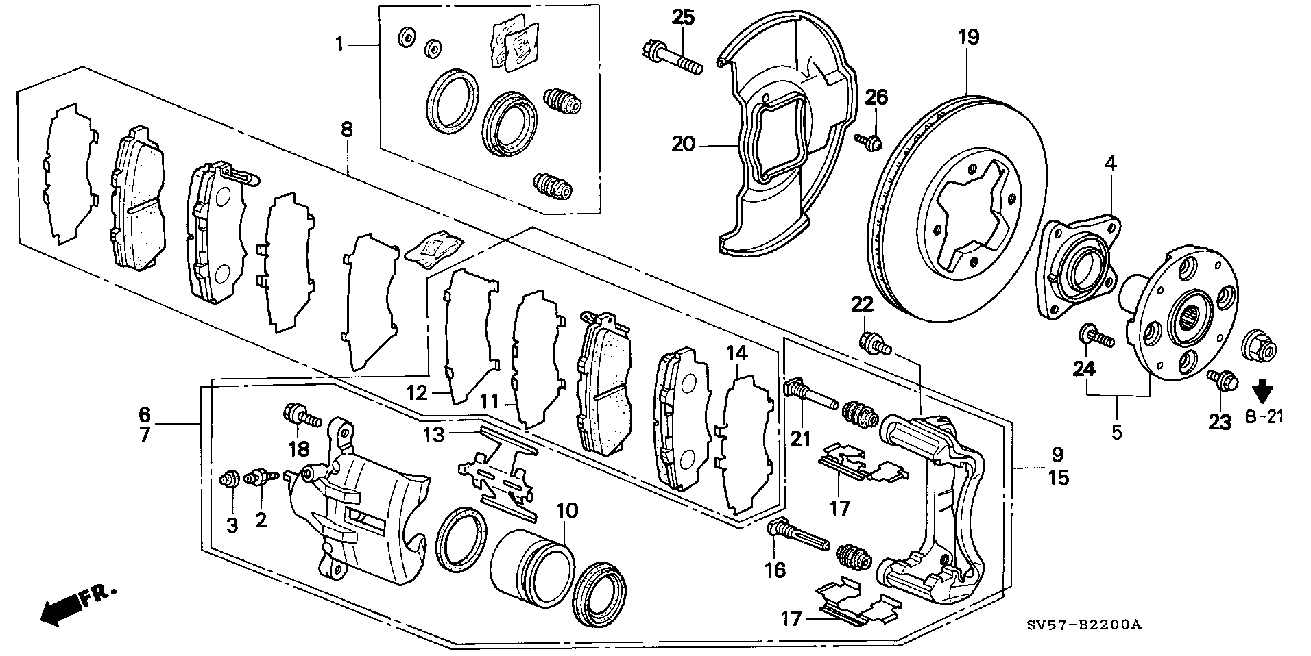 Honda 45237-SM5-A01 - Kit accessori, Pastiglia freno www.autoricambit.com