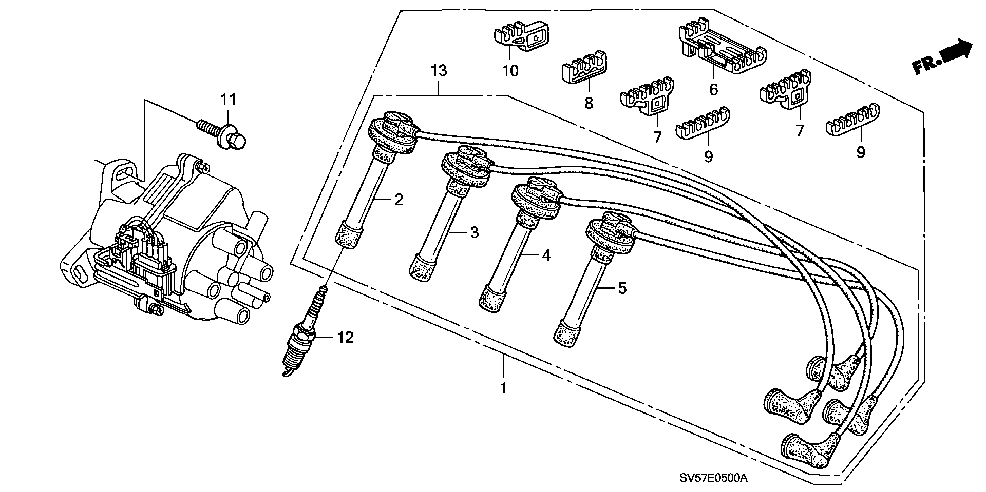 Honda 32704-PT0-000 - Kit cavi accensione www.autoricambit.com