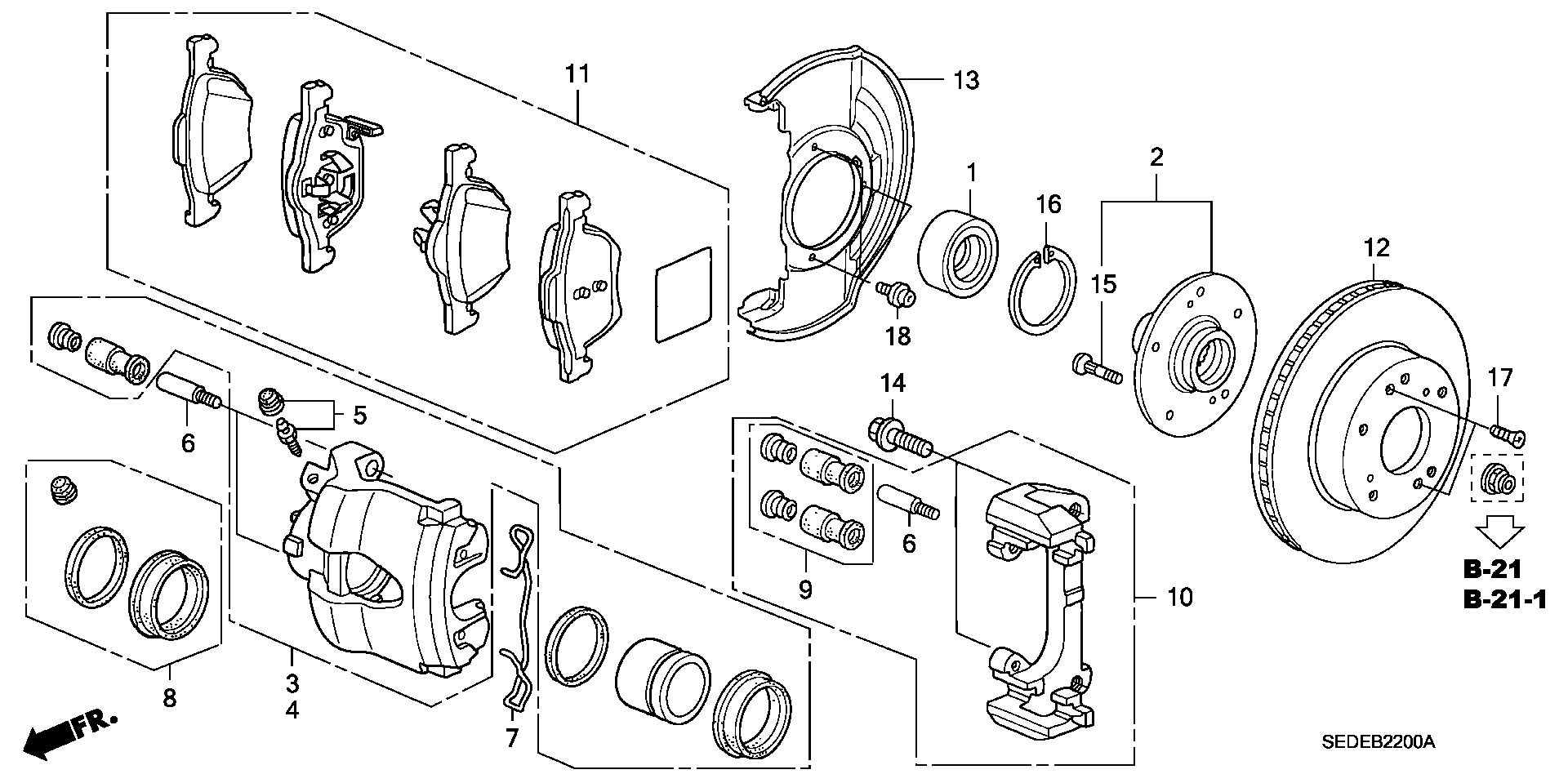 Honda 45007-SEA-E01 - Kit manicotti di guida, Pinza freno www.autoricambit.com