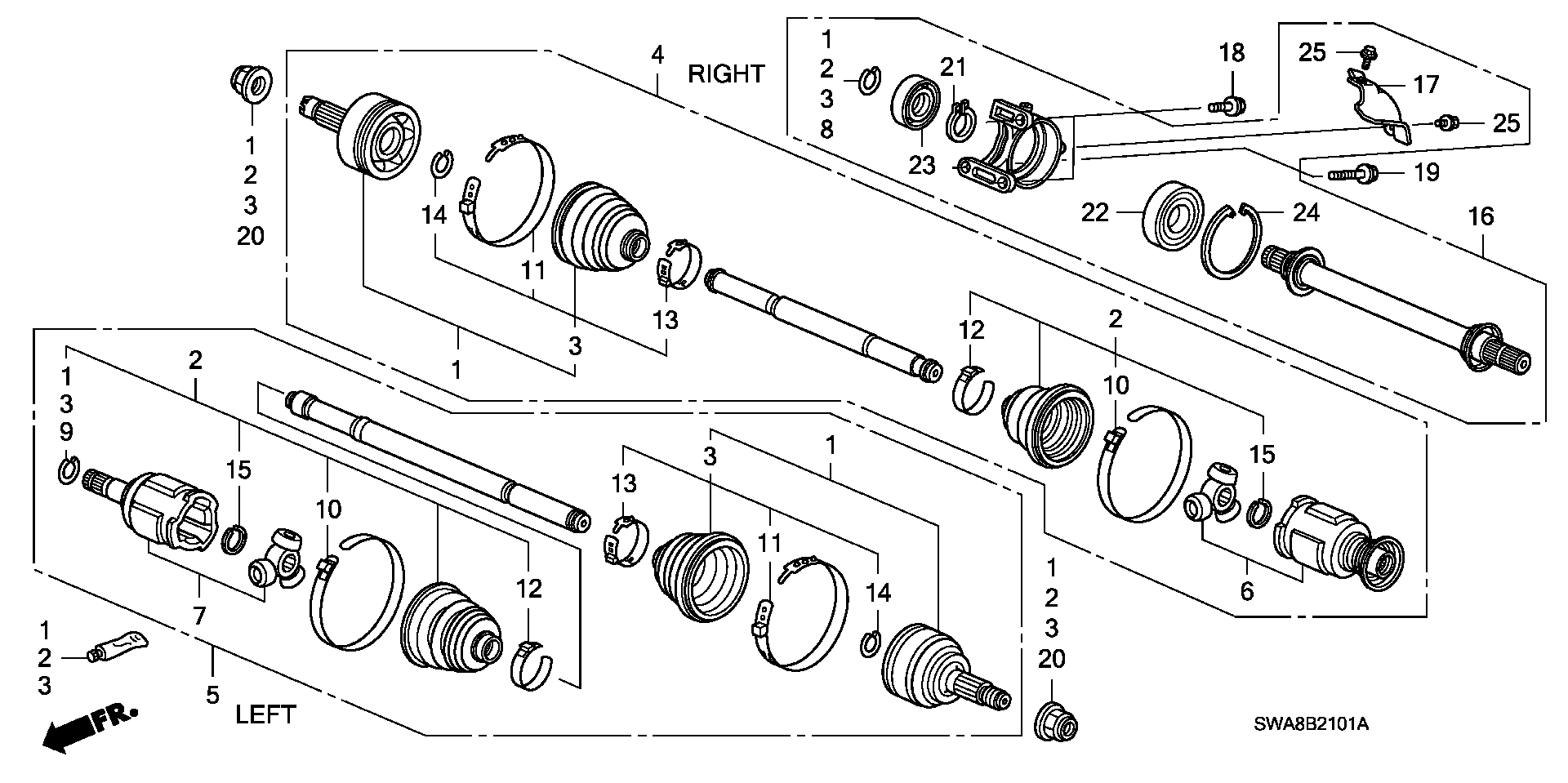 Honda 44014SWA000 - Kit giunti, Semiasse www.autoricambit.com